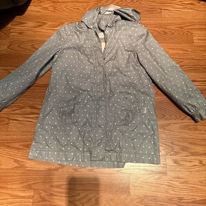 Girls Gray Polka Dot Hooded Jacket